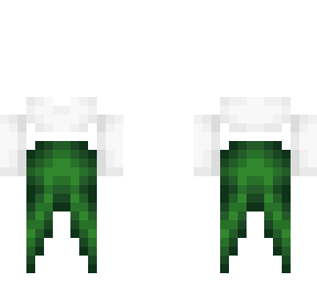 ob - white top w/ sleeves & green skirt