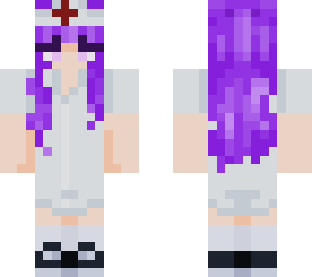 purple girl in nurse uniform with spacebuns