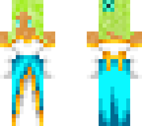 girl with blue dress and green hair ( the dress been do by cleora)