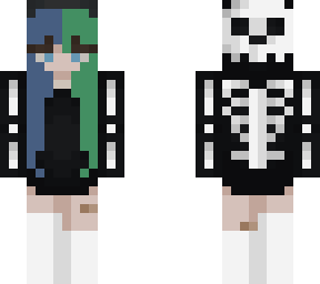 skull girl green and blue