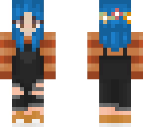 blue hair fall overalls