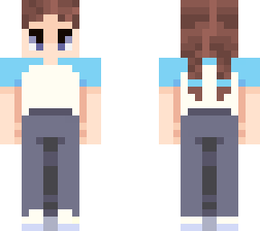 cute girl blue shirt jeans brown hair braids