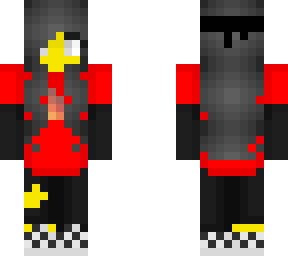 female - fire shirt - bandana - ripped jean - checker shoe