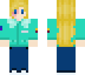 blonde girl with burn scar in bomber jacket