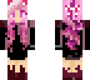 girl in black with pink hair