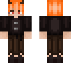 orange hair bat ears horns