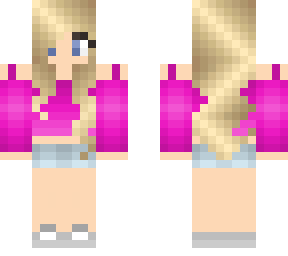 blonde girl pink crop top shorts