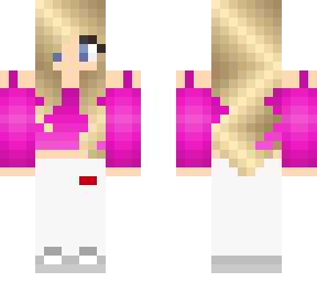 blonde girl pink crop top white sweatpants