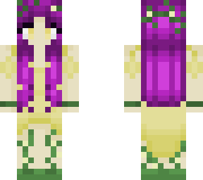 purple hair yellow dress