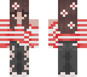 red weater/flowers