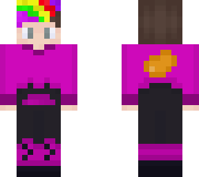 rainbow hair and pink hoodie