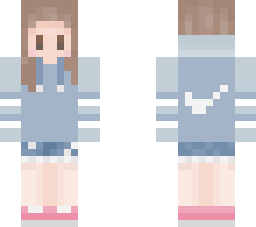 brunette blue nike hoodie girl