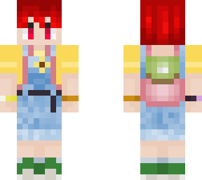 red hair enby overalls
