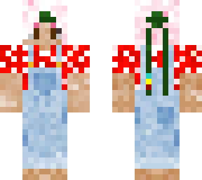 mushroom boy `pink hair overalls