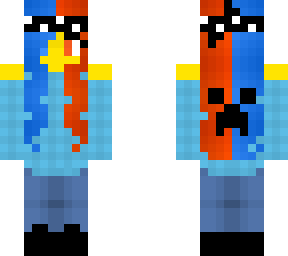 female - fire/ice hair - creeper - skywars