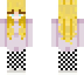 blonde girl checkered trousers