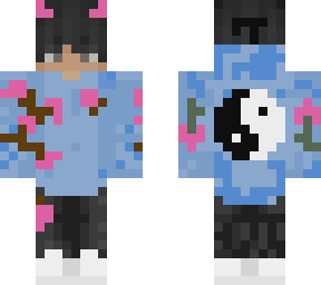 blue sakura hoodie yin yang