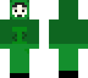 weird person in a green hoodie