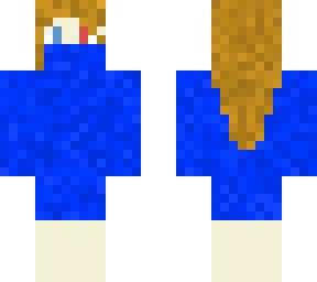 cozy person, but wearing blue.