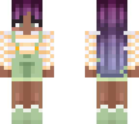 dark-skinned girl with cute green overalls