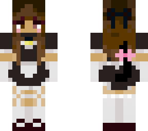 tan catgirl, with bow on tail, pink, no ears