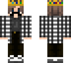 boy with techno crown and mumbo 'stache in a black and white flannel