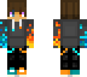 blue and orange flames