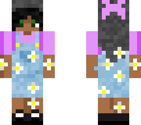 girl in flower overalls