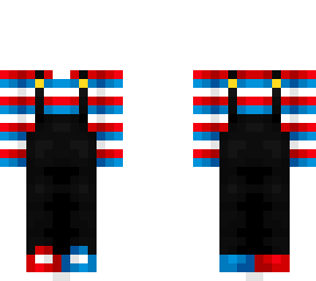 ob - overalls w/ red blue & white stripes