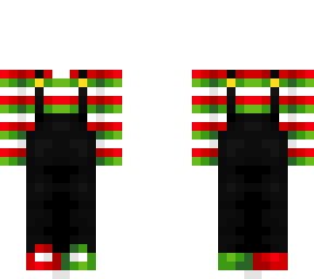ob - overalls w/ red green & white stripes
