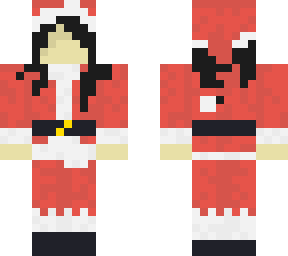 black haired girl santa outfit