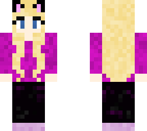 blond girl in magenta sweater