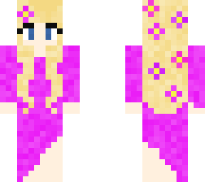 girl in long purple dress with flowers in hair
