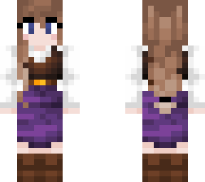 medieval girl purple wrap dress braid