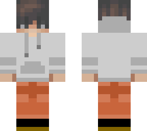 boy with grey hoodie and orange pants
