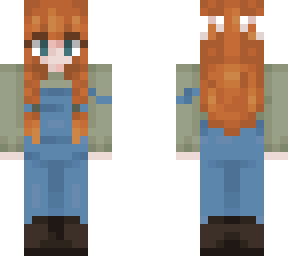red hair overalls (edited with braids and longer hair)
