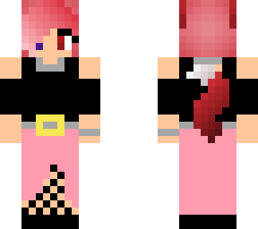 cute pink haired wolf girl with cute black and pink dress
