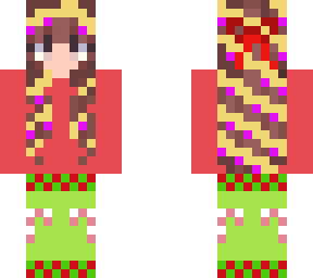 christmas girl with yellow tinsel/ypink-ish purple baubles