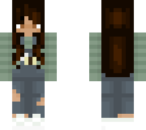 brown hair and overalls
