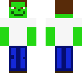 green skin, white t-shirt, jeans