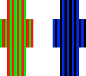 red and bleu present