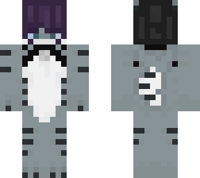grey tiger furshark w/ harness and purple and black hair