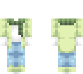 ob - green & white coat w/ scarf & jeans v2