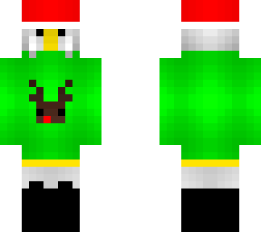 female - reindeer sweater - christmas hat - boots