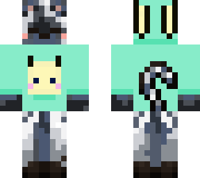 white and grey cat with yellow bee and green hoodie :)