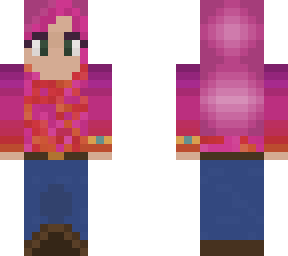 pink girl in jeans