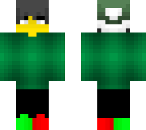 male - green christmas sweater - green hat