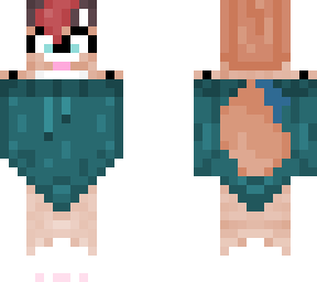 cure brown furry in teal off-shoulder sweater