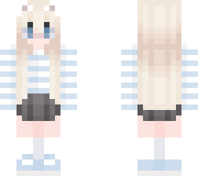 girl white blue striped shirt skirt blue shoes socks