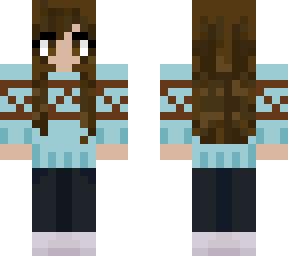 girl with blue and brown sweater